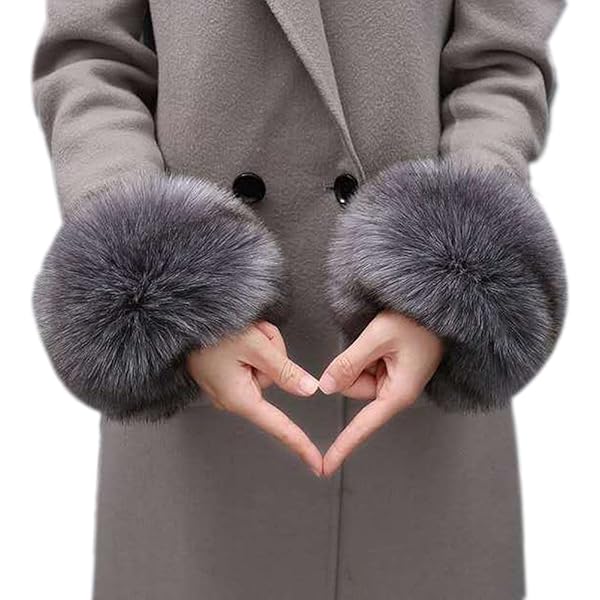 XIHIRCD Winter Wrist Cuff Warmers, Faux Fur Wrist Cuffs for